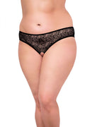 Culotte en dentelle noire sexy élégante échancrée motifs floraux transparents pour femme moderne et sensuelle