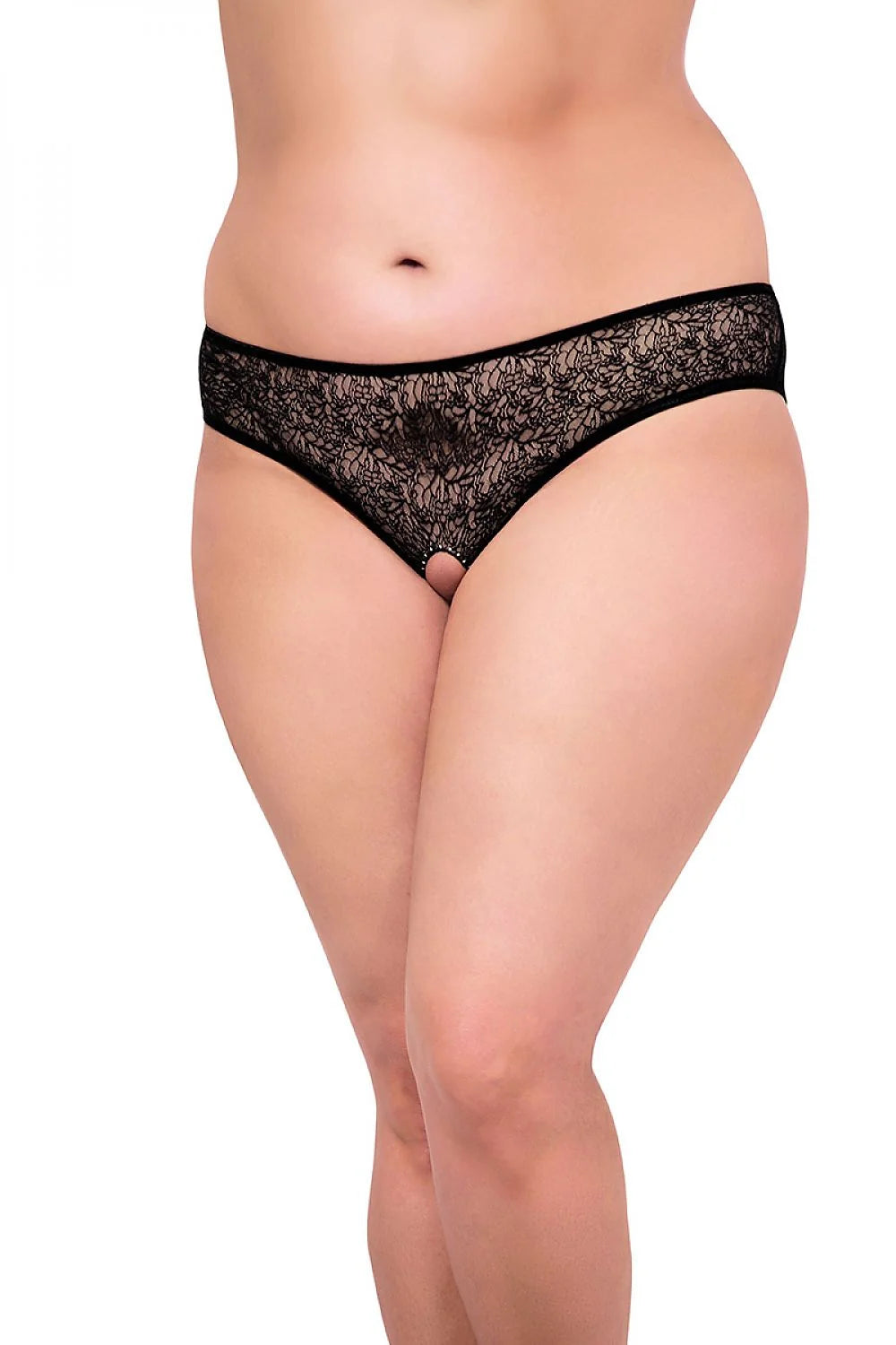 Culotte en dentelle noire sexy élégante échancrée motifs floraux transparents pour femme moderne et sensuelle