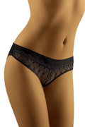Culotte en dentelle tulle noire sexy coupe bikini motifs floraux transparence élégance féminine raffinée