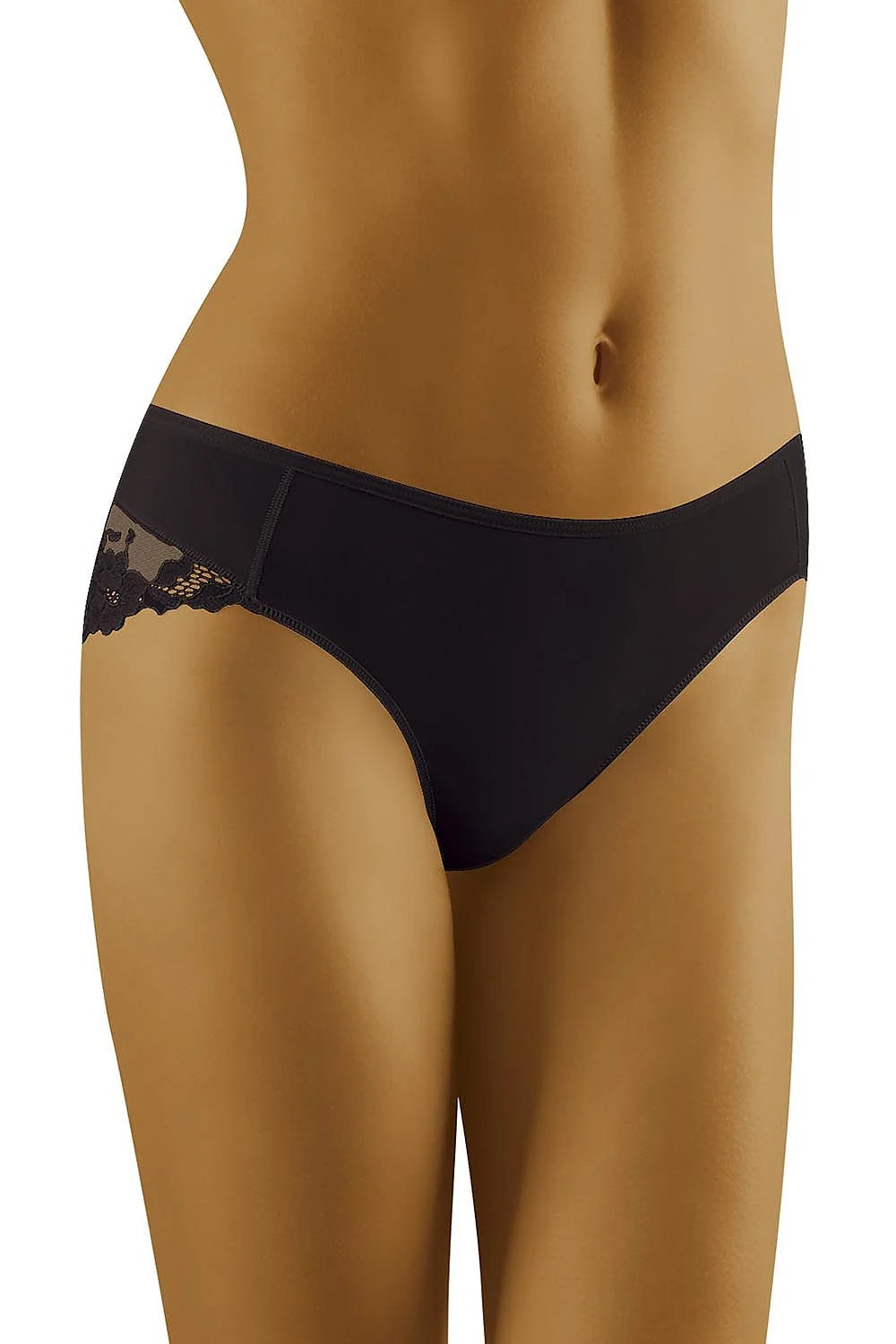 Culotte en microfibre noire sexy et confortable avec dentelle florale élégante pour femmes modernes