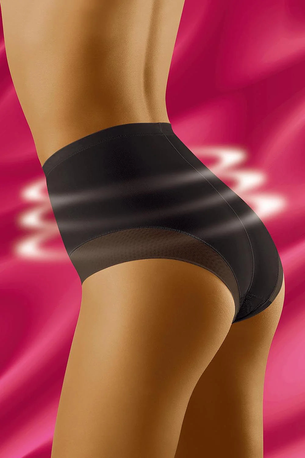 culotte gainante microfibre noire taille haute sculptante maintien abdominale couvrante broderie florale côtés mesh bande élastique
