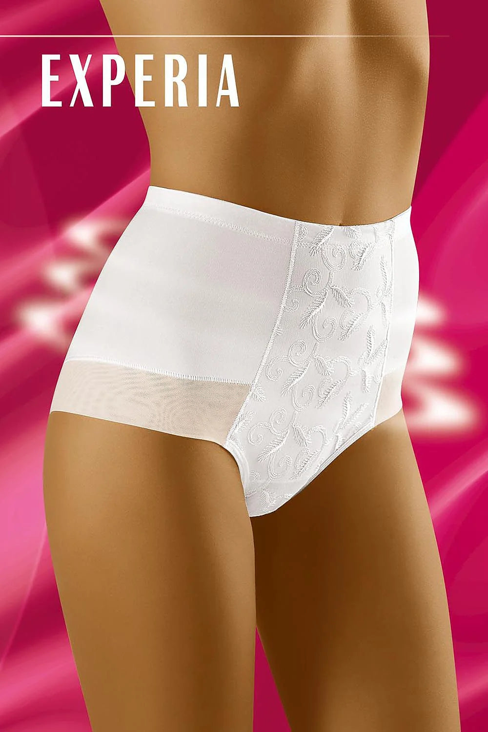 culotte gainante microfibre noire taille haute sculptante maintien abdominale couvrante broderie florale côtés mesh bande élastique