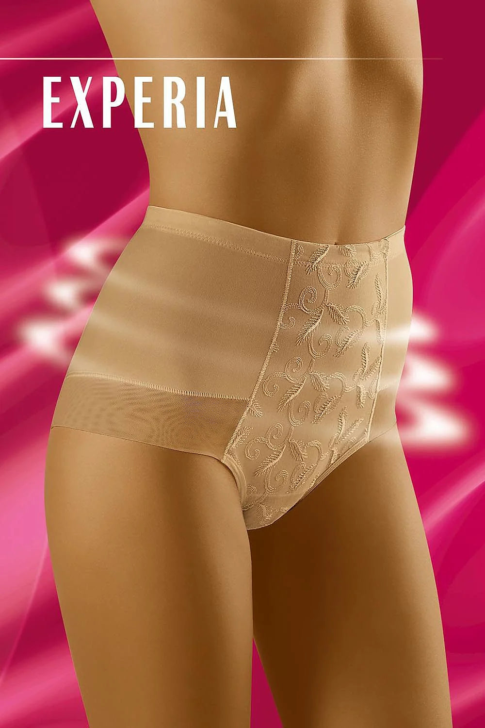 culotte gainante microfibre noire taille haute sculptante maintien abdominale couvrante broderie florale côtés mesh bande élastique