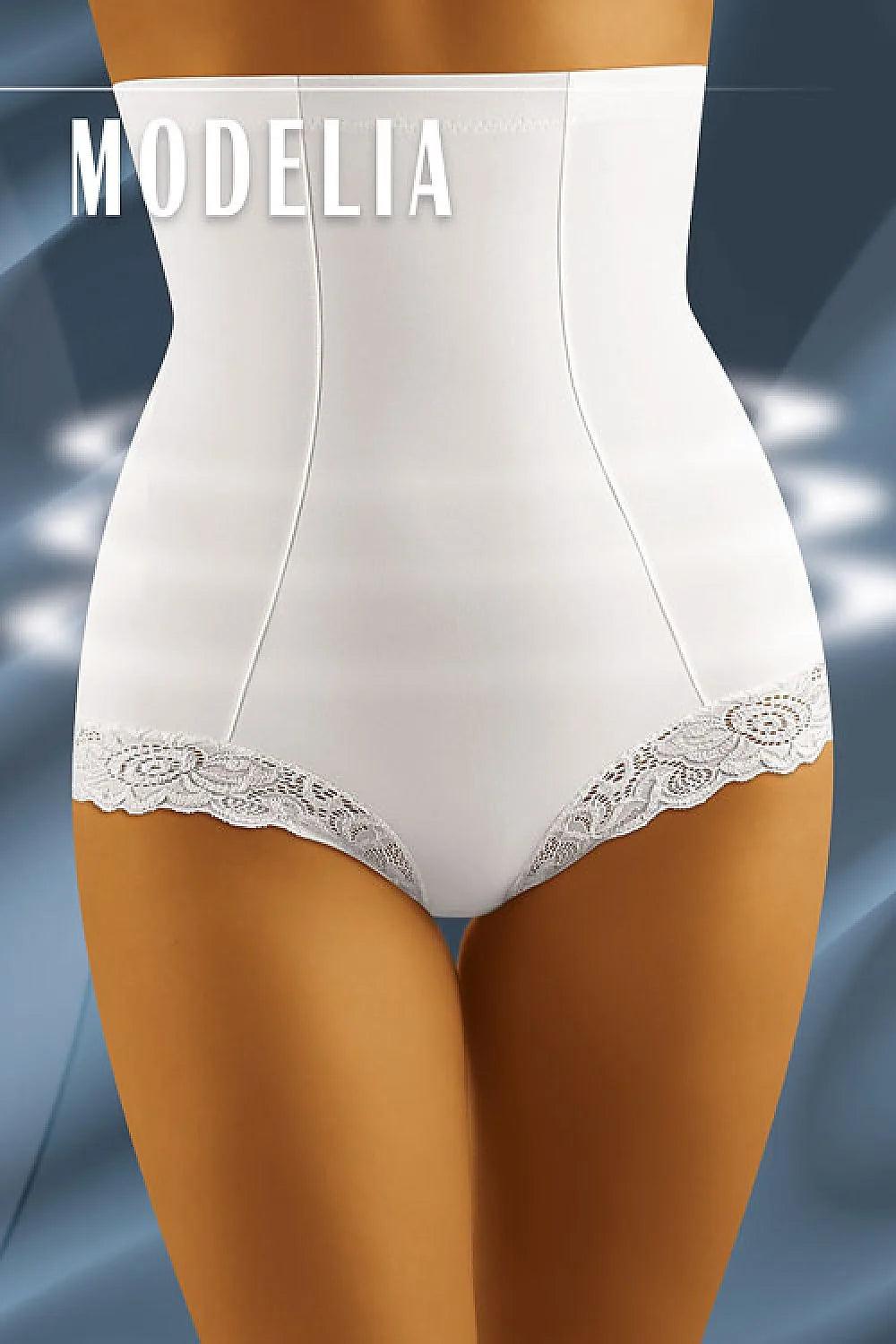 Culotte gainante taille haute en dentelle blanche sculptante et confortable pour silhouette élégante féminine