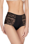 Culotte haute dentelle noire romantique et sexy avec nœuds, élégance florale séduisante pour femmes modernes