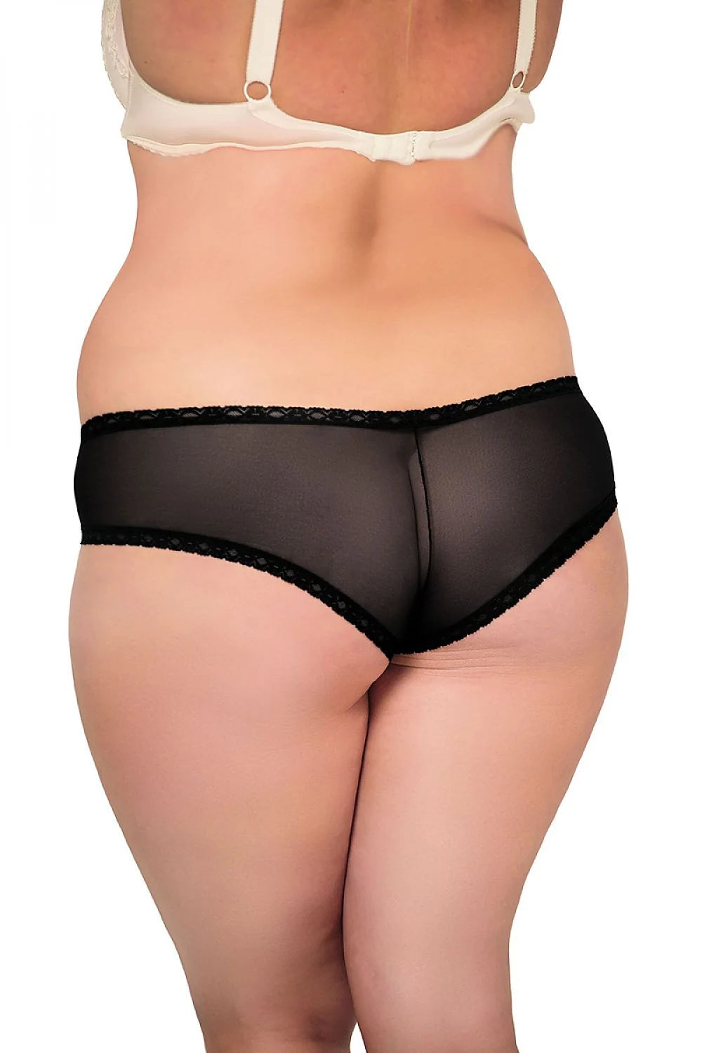 culotte shorty dentelle noire échancrée transparente tulle empiècements mesh ajouré goutte bijou nœud taille basse confortable maintien sensuel