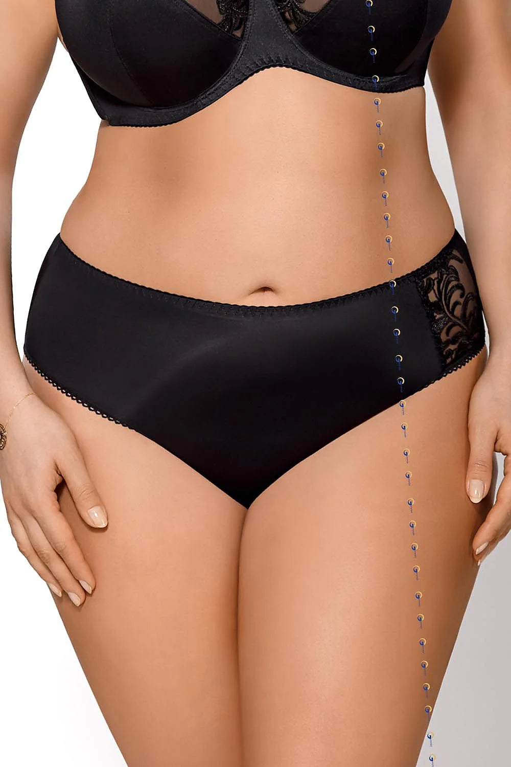 culotte slip taille haute grande noire microfibre satinée couvrante maintien léger ventre dentelle florale côtés élastique doux gousset