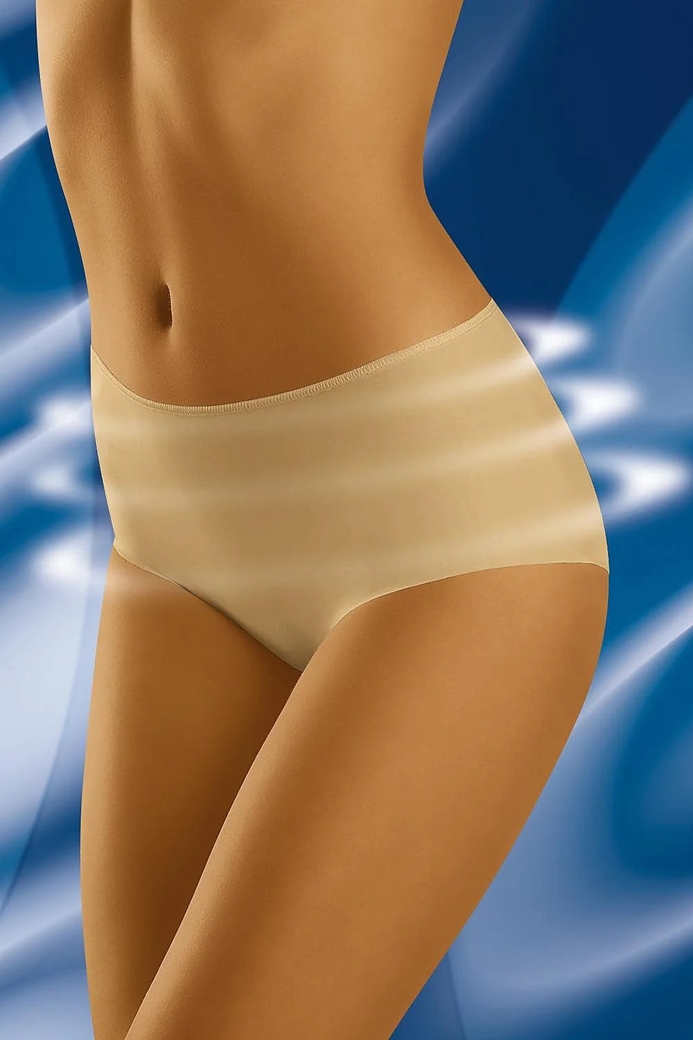 Culotte taille haute beige en microfibre lisse confort sans couture pour femmes modernes et actives