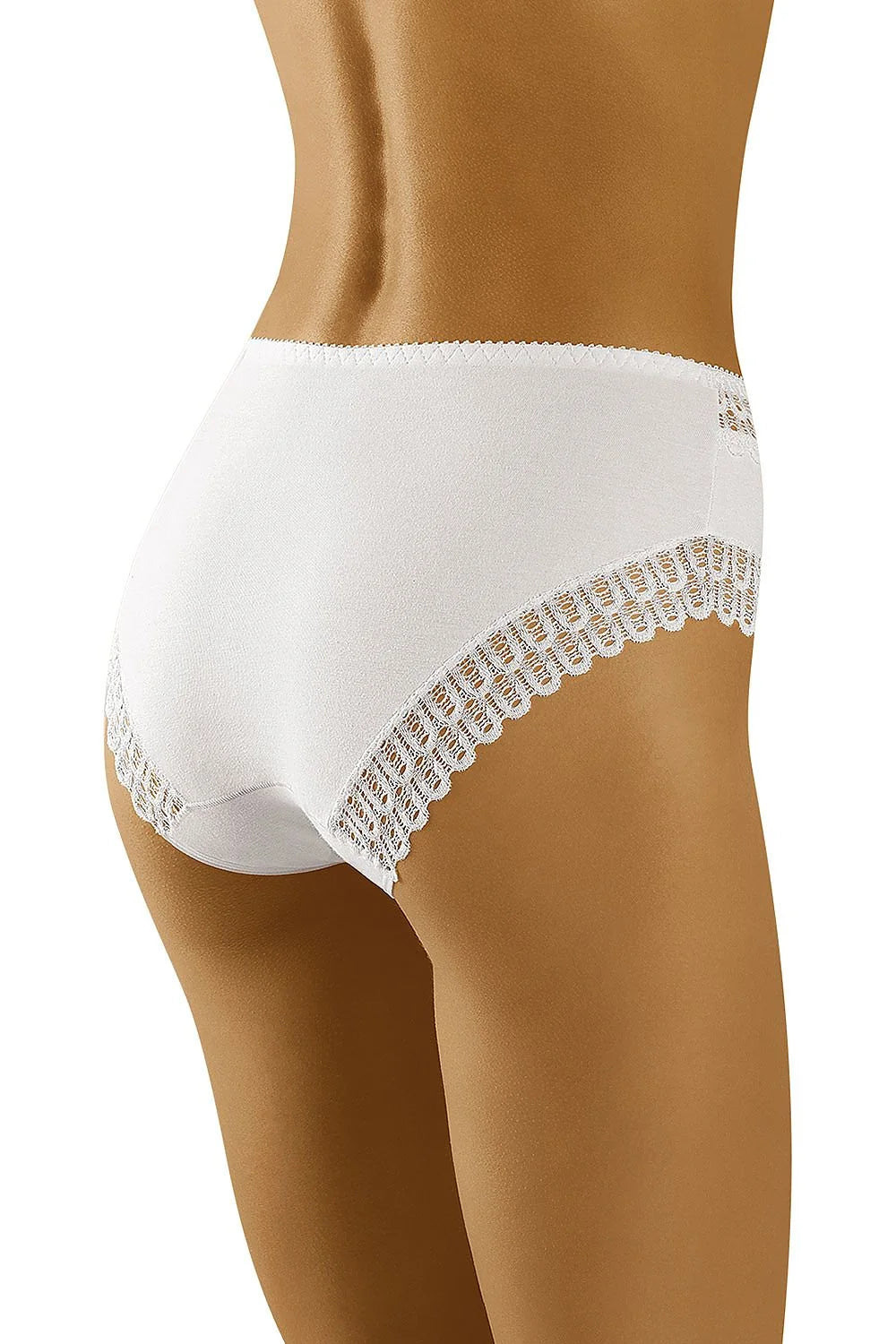 culotte taille haute blanche dentelle ajourée couvrante stretch coton élasthanne maintien léger confort quotidien bande large festonnée féminine romantique élégante