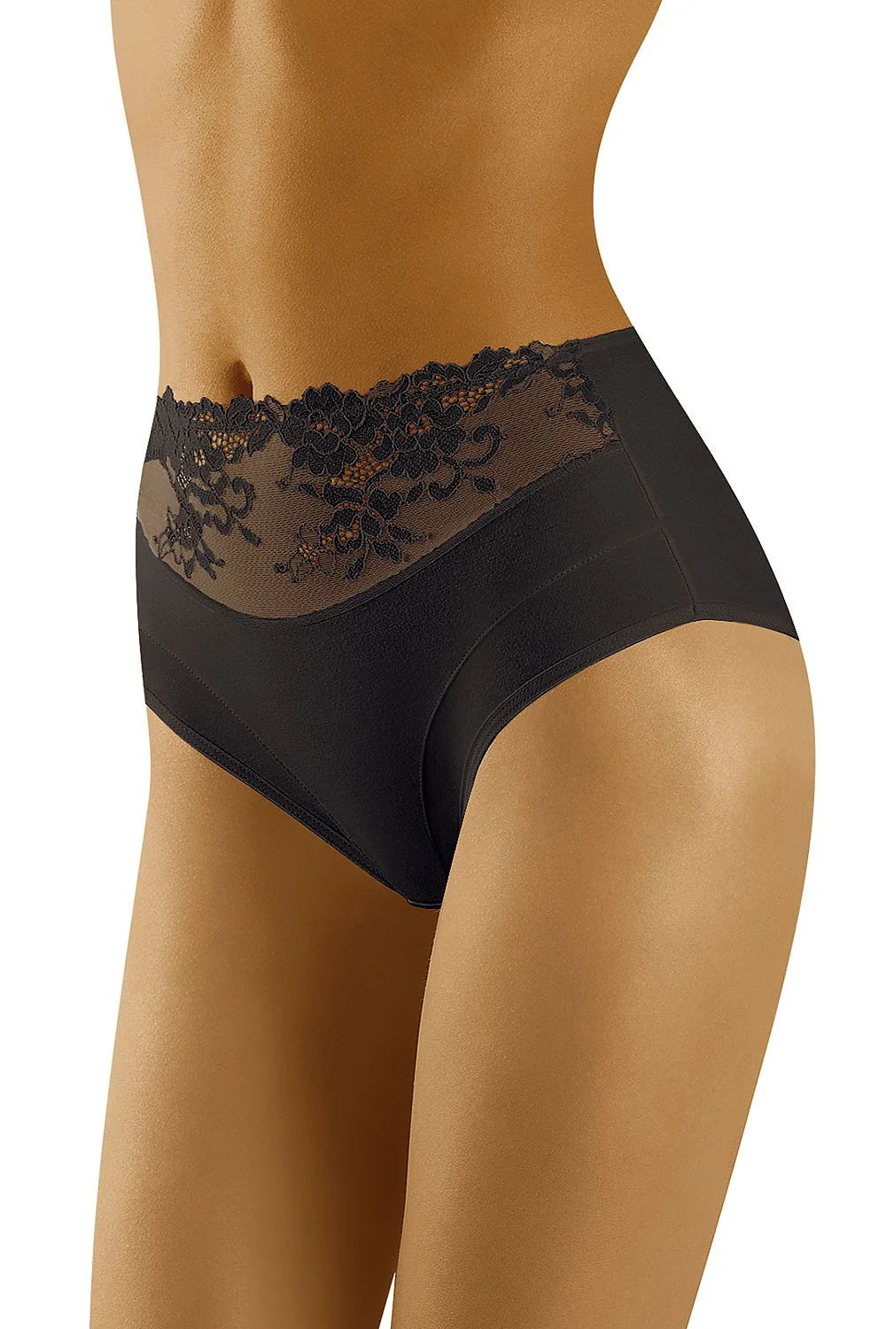 Culotte taille haute dentelle florale nude élégante romantique sexy transparence tulle lingerie raffinée Wolbar