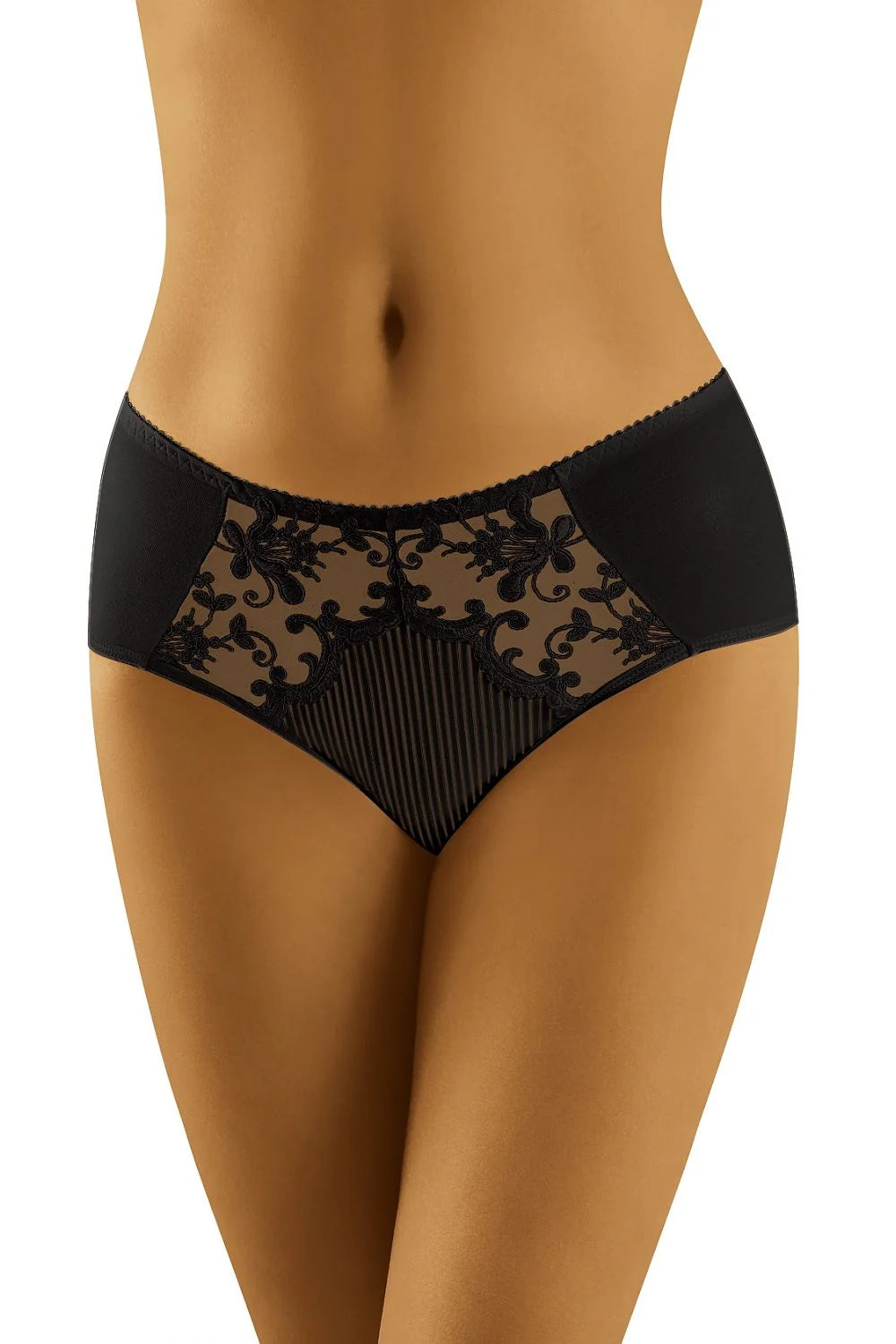 Culotte taille haute dentelle tulle romantique élégante motifs floraux transparents lingerie féminine blanche élégante