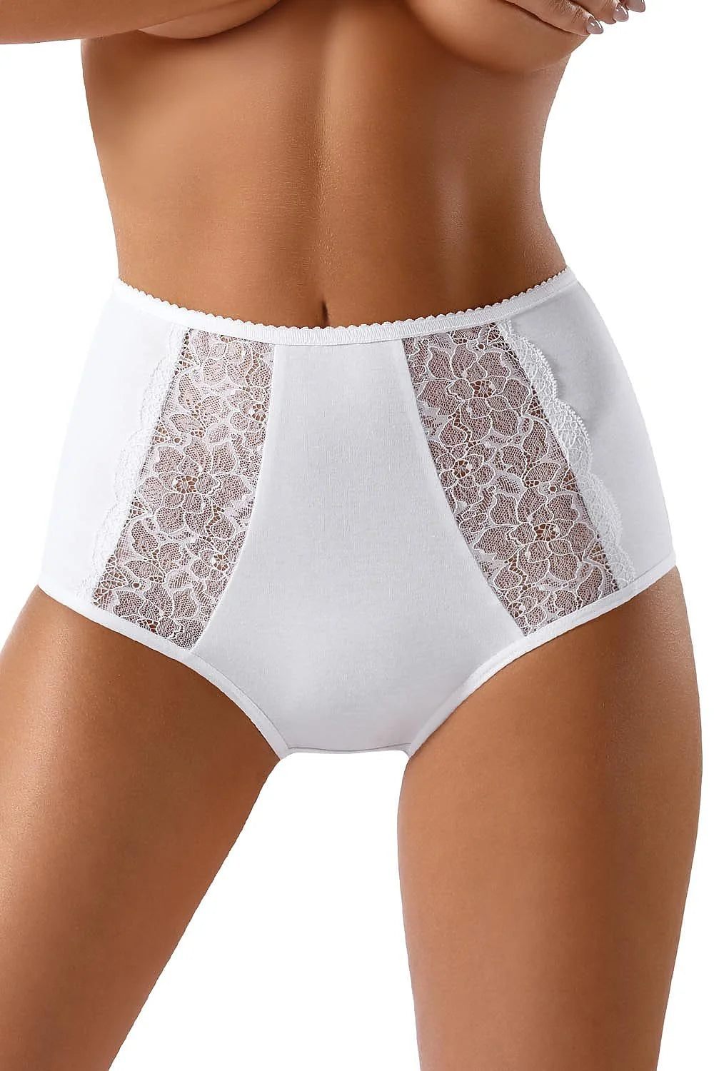 Culotte taille haute en dentelle blanche élégante et confortable avec motifs floraux transparents classiques