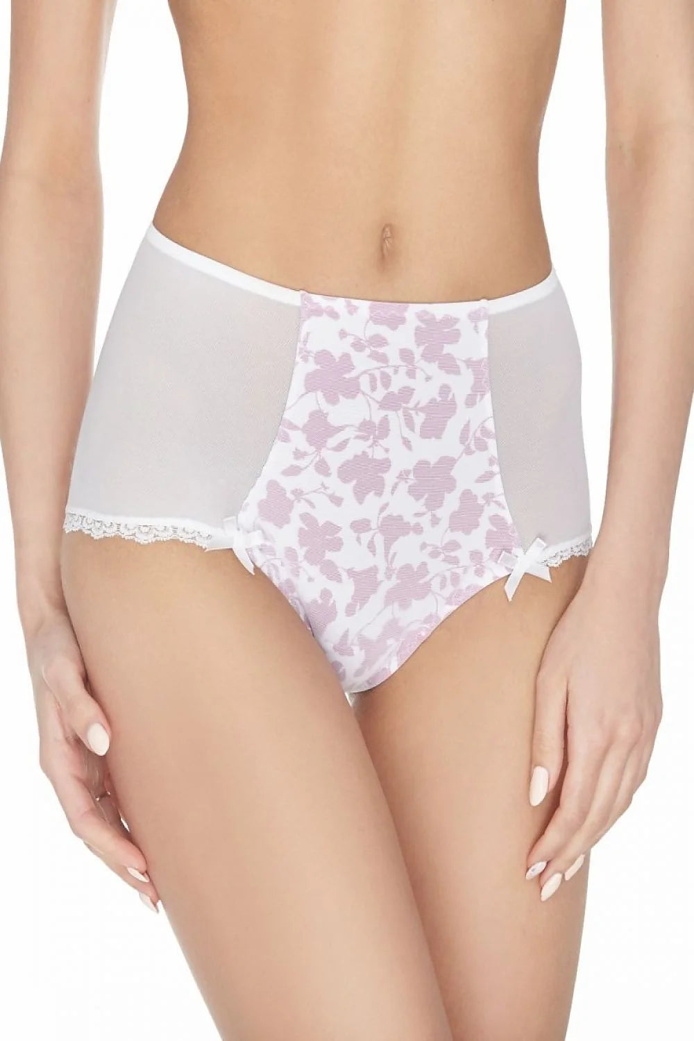 culotte taille haute gainante femme dentelle tulle jacquard floral bordeaux noir rétro couvrante maintien galbant bordure festonnée élégante