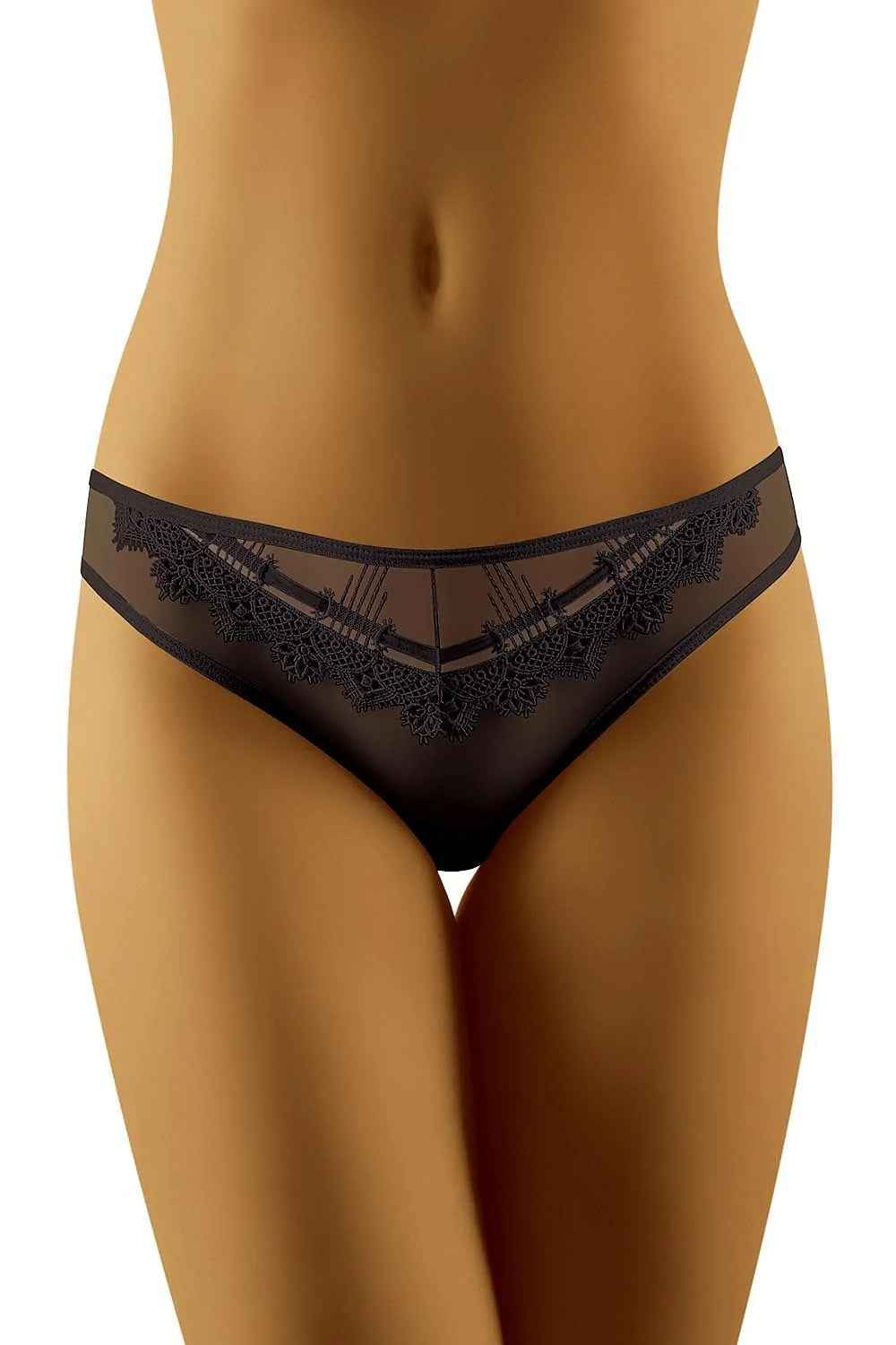 Culotte Tulle et Dentelle Noire Sexy Élégante Broderies Florales Transparence Lingerie Fine Féminine Sophistiquée