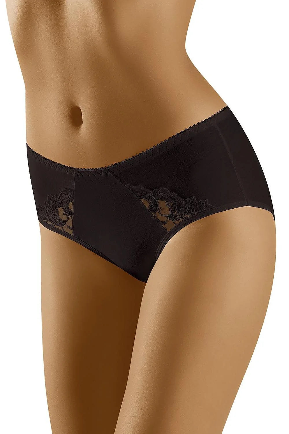 culotte wolbar dentelle microfibre extensible coton doux finition lisse coupe taille moyenne couvrante coutures plates invisible beige blanc noir confortable