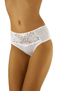 Culottes dentelle blanche taille haute romantique élégante féminine avec broderie florale rayures lingerie sexy