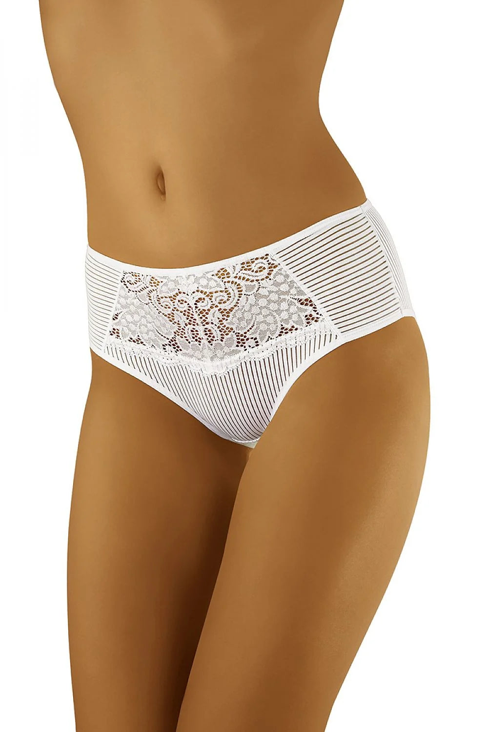Culottes dentelle blanche taille haute romantique élégante féminine avec broderie florale rayures lingerie sexy