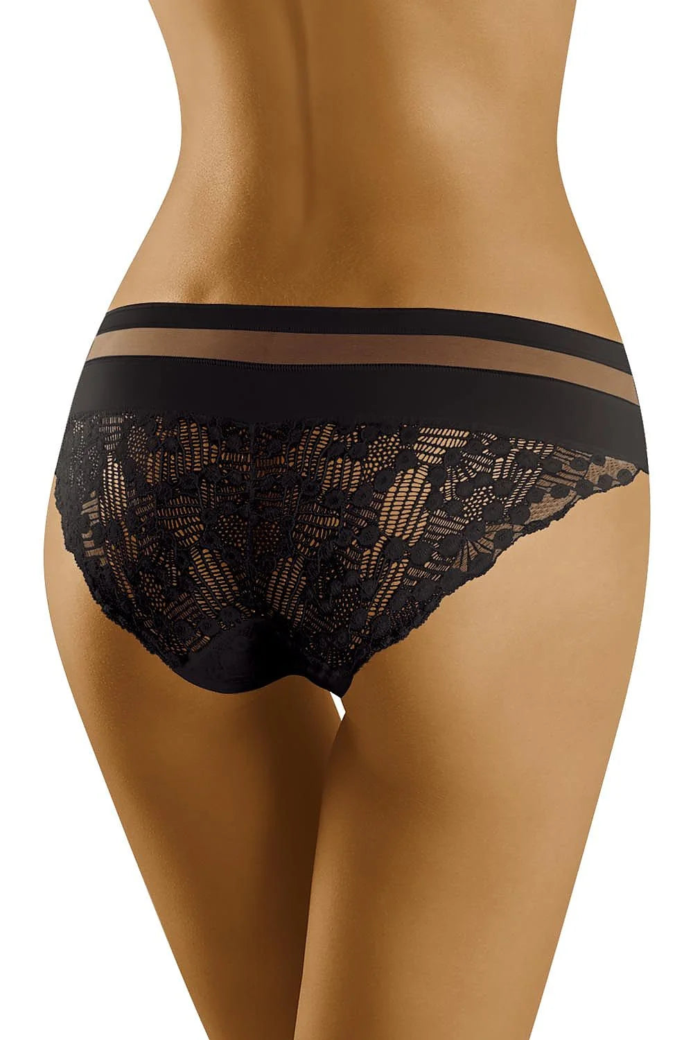 Culottes en dentelle et tulle noir sexy modernes motifs floraux transparents taille basse échancrées
