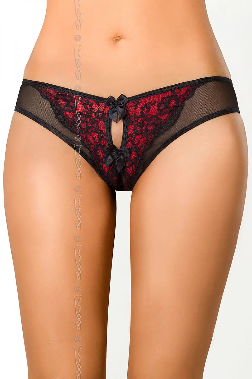 Culottes en dentelle sexy noire et rouge avec motifs floraux pour séduction et confort optimal