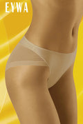 Culottes en microfibre beige avec tulle transparent, confort moderne pour une lingerie quotidienne élégante