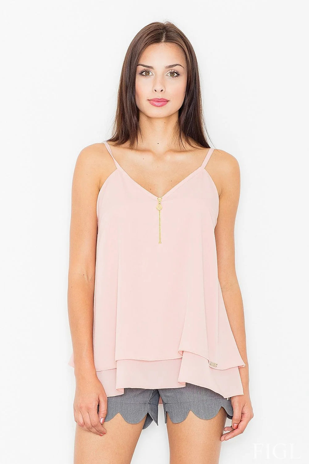 Débardeur rose polyester moderne élégant confortable bretelles fines évasé quotidien féminine tendance mode décontractée