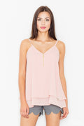 Débardeur rose polyester moderne élégant confortable bretelles fines évasé quotidien féminine tendance mode décontractée