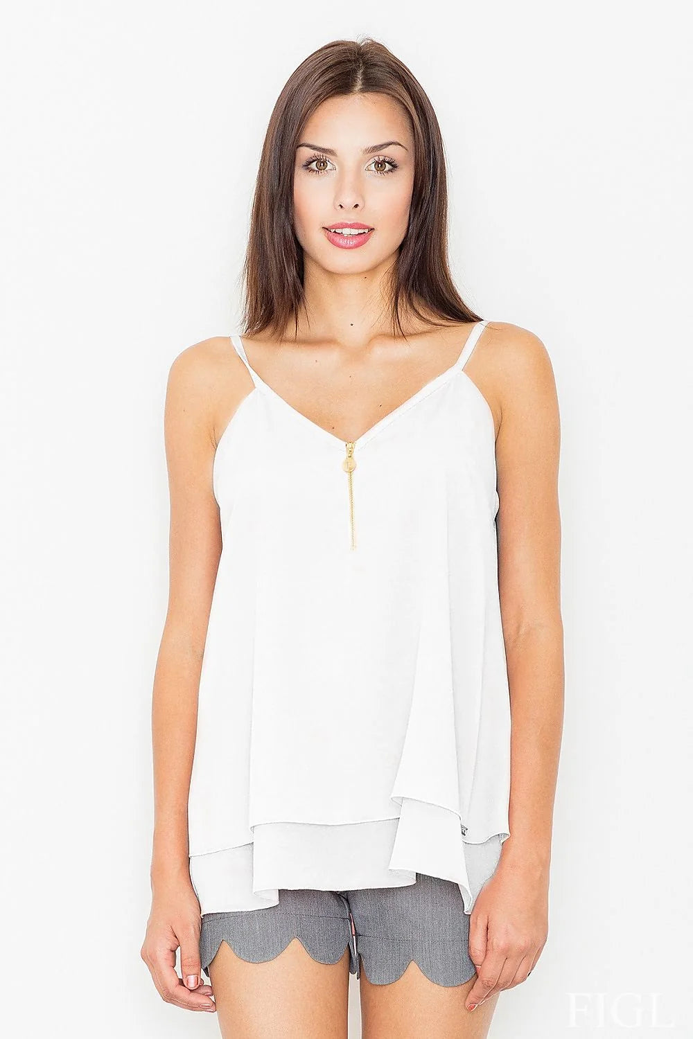 Débardeur rose polyester moderne élégant confortable bretelles fines évasé quotidien féminine tendance mode décontractée