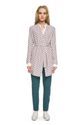Ensemble Chemisier Long Motifs Géométriques Léger Élégant et Pantalon Droit Stretch pour Look Professionnel