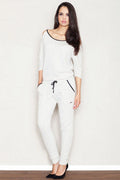 Ensemble détente en coton gris clair, style décontracté et confortable pour femmes modernes et actives