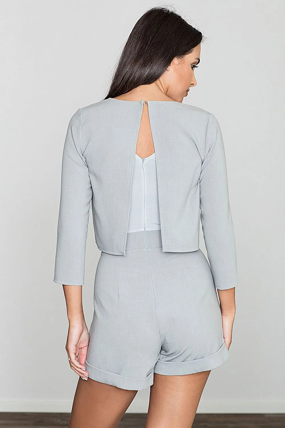 Ensemble deux pièces gris coton moderne chic manches longues confort minimaliste pour occasions décontractées événementielles