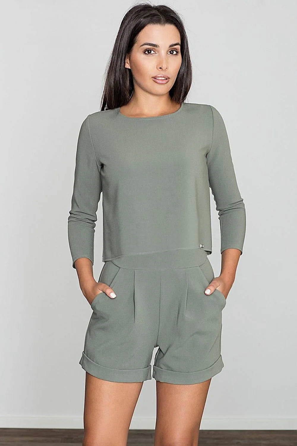 Ensemble deux pièces gris coton moderne chic manches longues confort minimaliste pour occasions décontractées événementielles