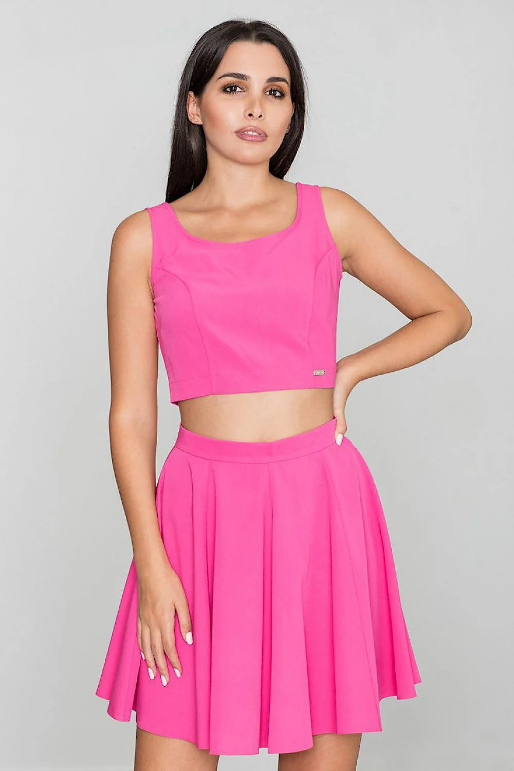 Ensemble deux pièces jaune vif moderne coton confort tendance estivale pour femme jupe évasée
