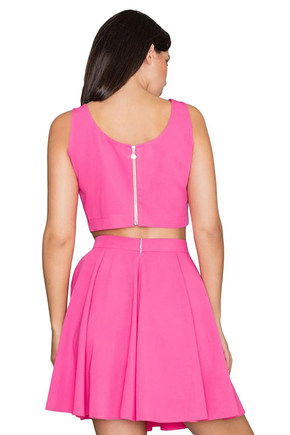 Ensemble deux pièces jaune vif moderne coton confort tendance estivale pour femme jupe évasée