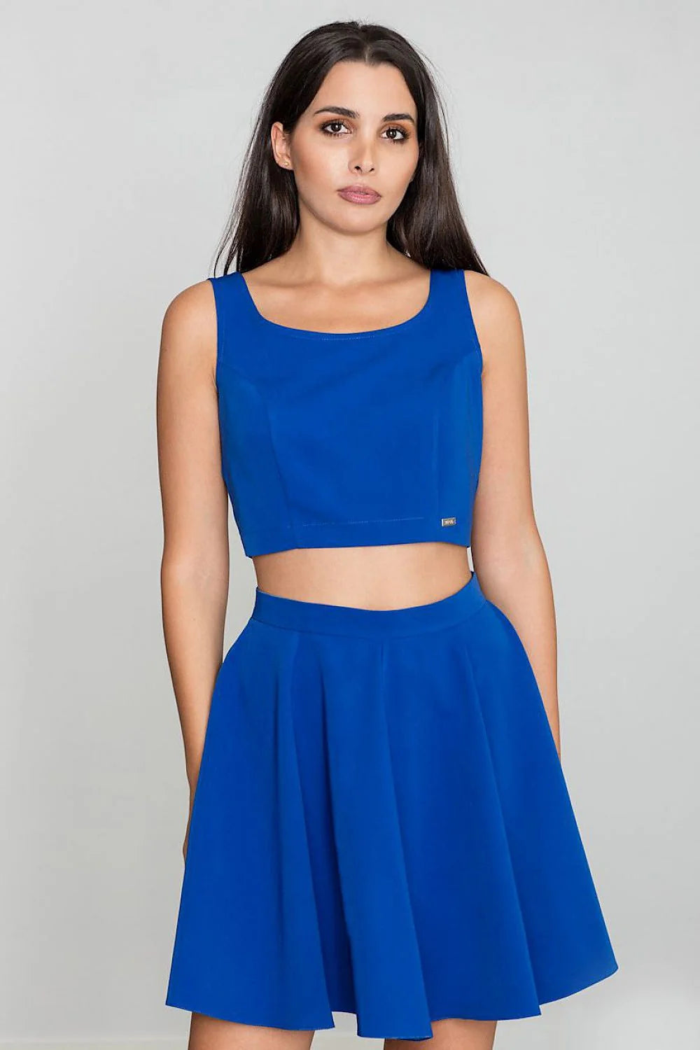 Ensemble deux pièces jaune vif moderne coton confort tendance estivale pour femme jupe évasée