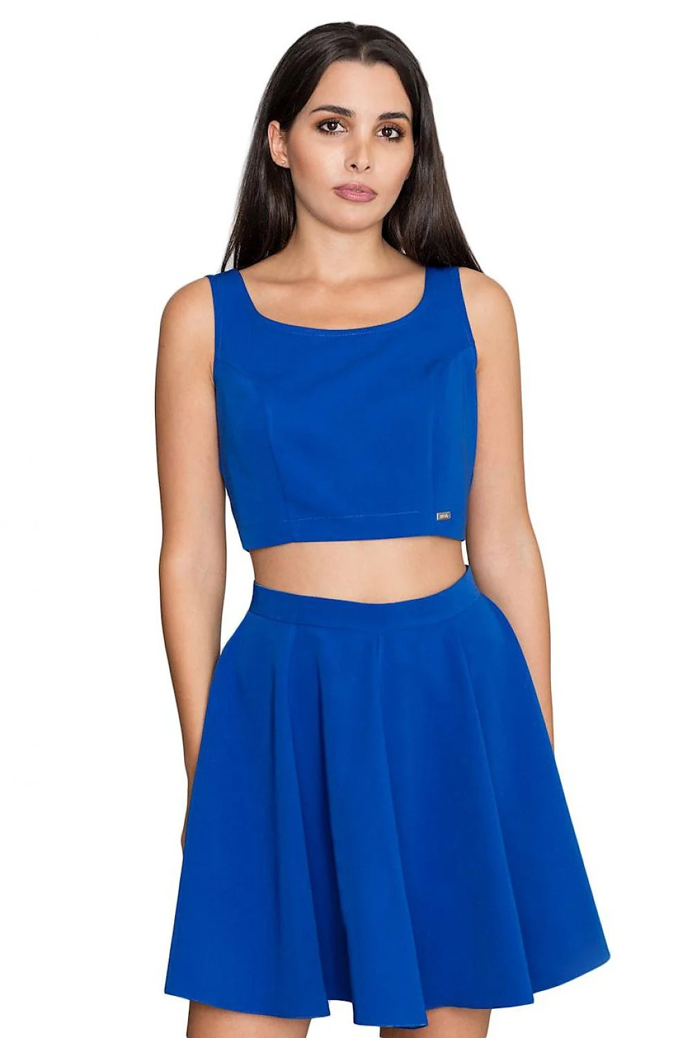 Ensemble deux pièces jaune vif moderne coton confort tendance estivale pour femme jupe évasée