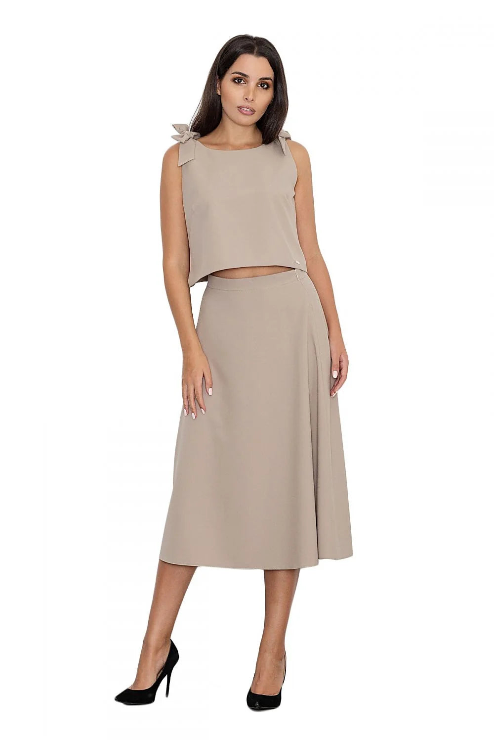 Ensemble lingerie satin élégant moderne confortable jupe évasée mi-mollet pour femmes tendance sophistiquée