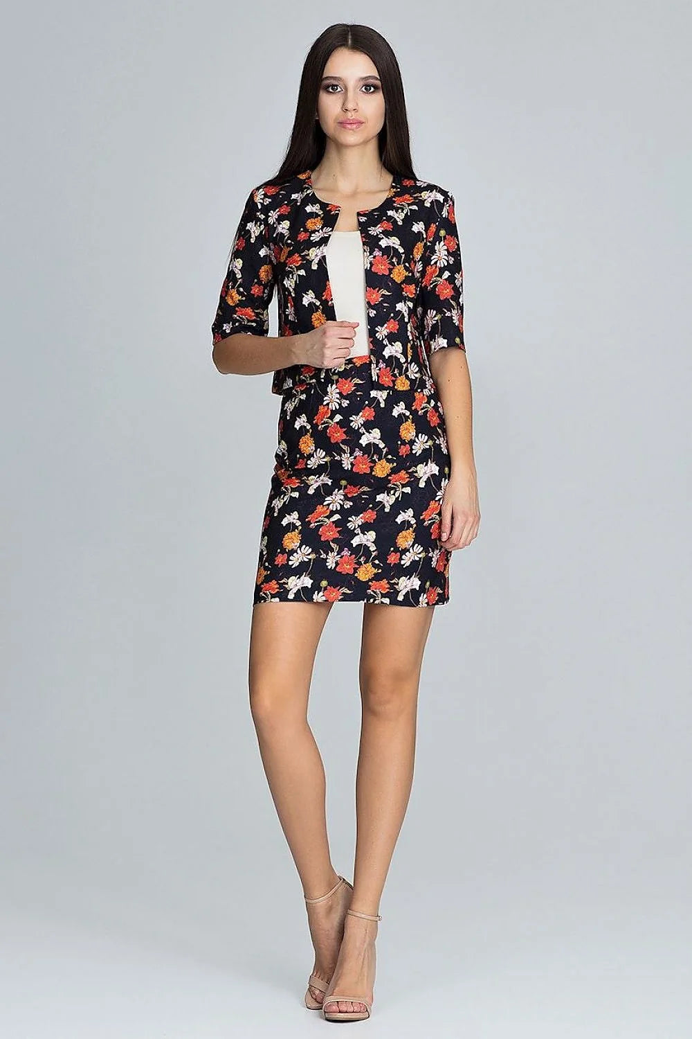 Ensemble robe veste tissu léger élégant floral multicolore chic pour femmes modernes occasions spéciales