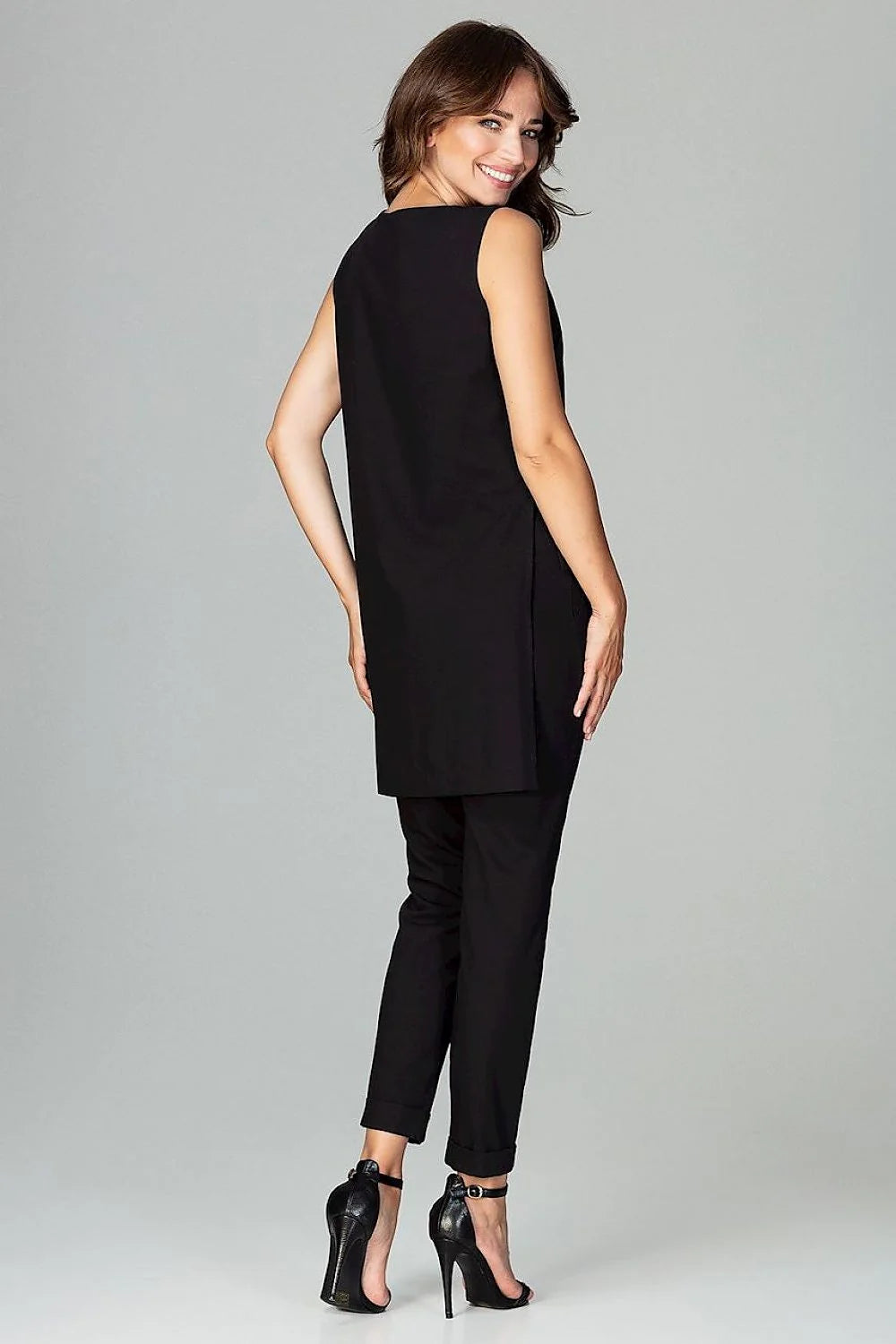 Ensemble top et pantalon bleu vif polyester style élégant chic et décontracté femme moderne