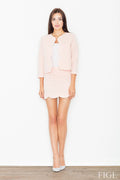 Ensemble veste jupe polyester chic féminin rose pâle bordures ondulées moderne pour occasions spéciales