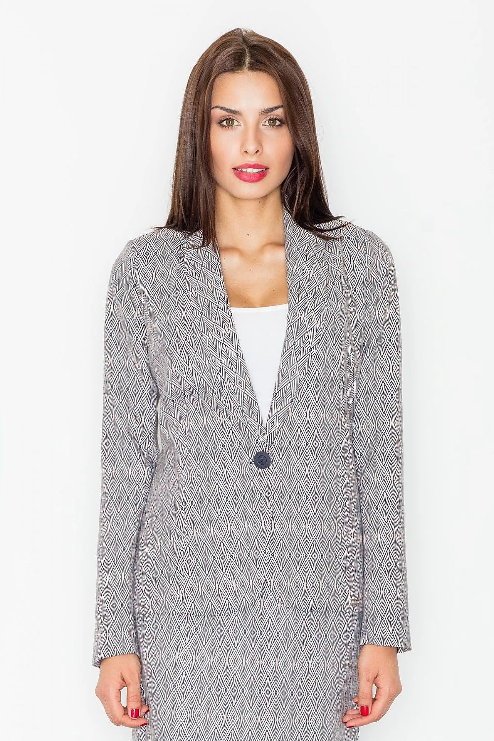 Ensemble veste pantalon femme polyester élégant motifs paisley bleu chic moderne pour toutes occasions