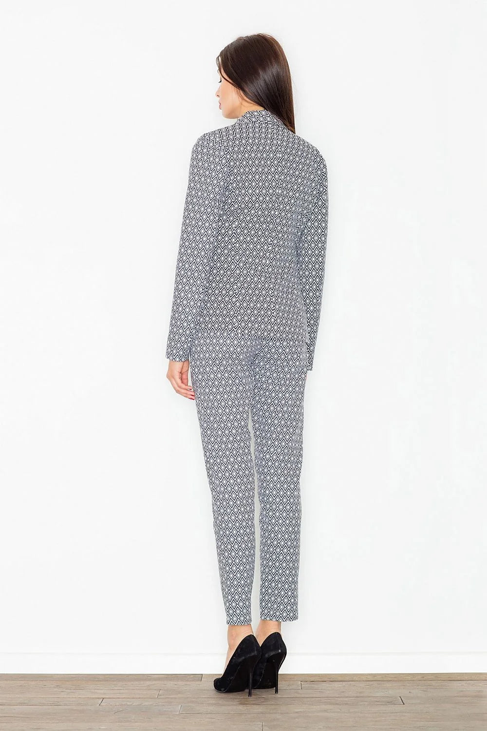 Ensemble veste pantalon femme polyester élégant motifs paisley bleu chic moderne pour toutes occasions
