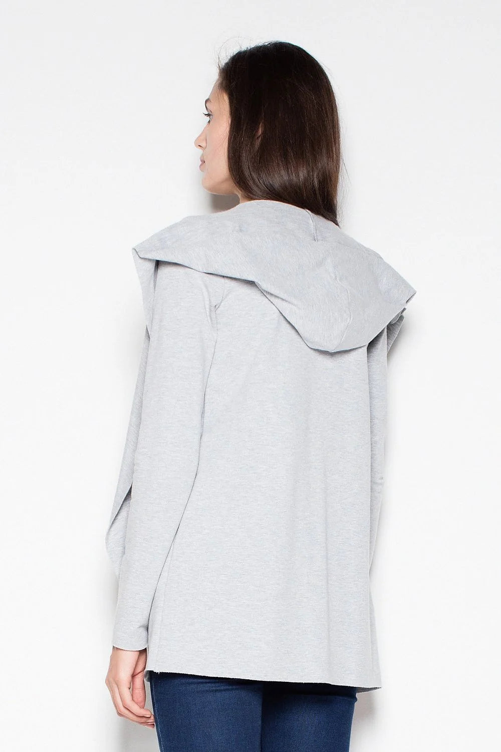 Gilet à capuche coton gris clair style décontracté confortable pour look moderne et casual chic