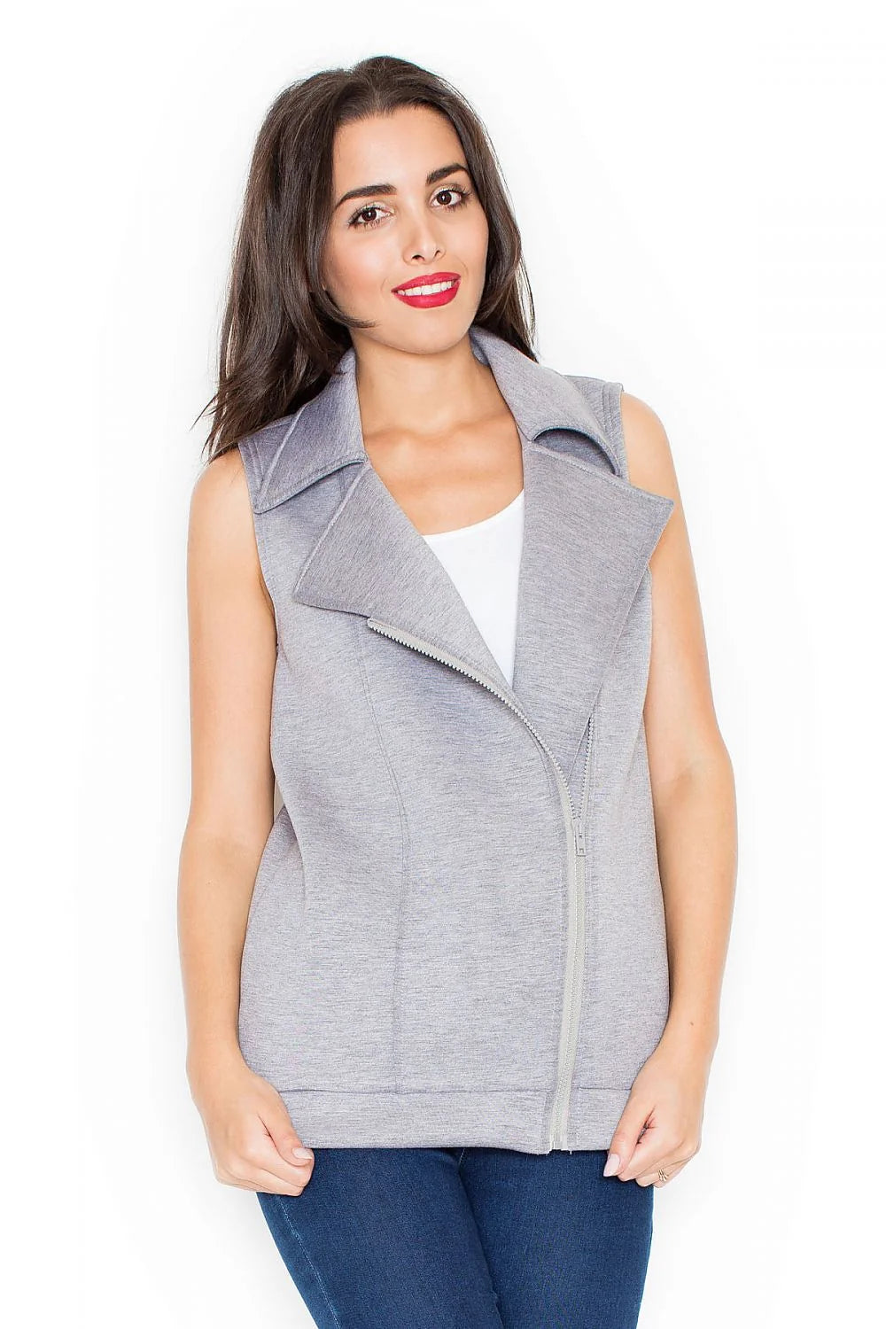 Gilet sans manches gris coton style casual chic confort quotidien pour femme élégante mode