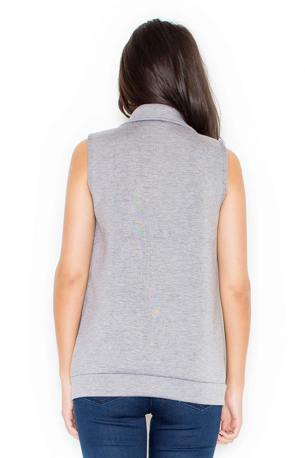 Gilet sans manches gris coton style casual chic confort quotidien pour femme élégante mode