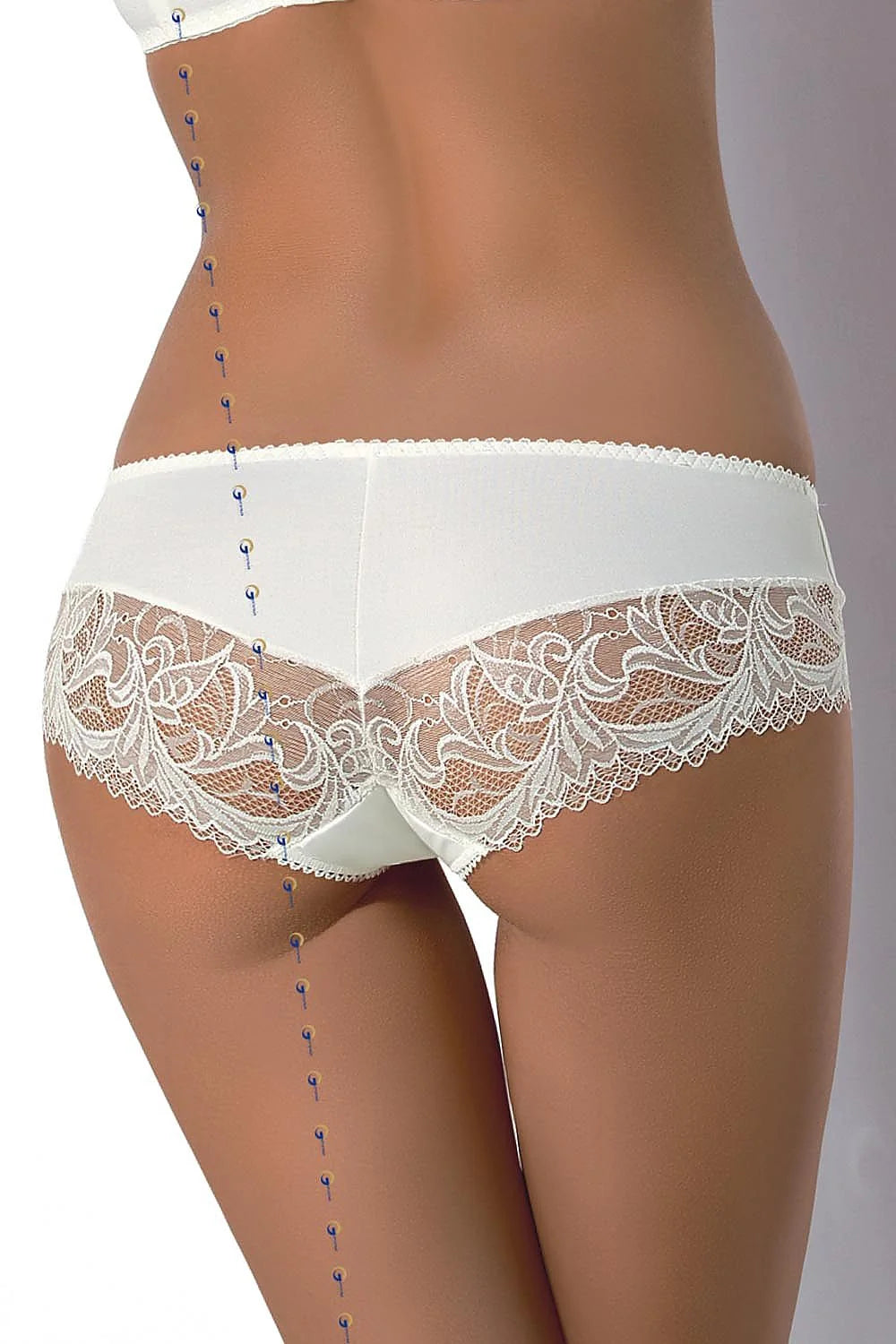 gorsenia culotte mihaute couvrante dentelle florale ivoire microfibre satinée panneau avant côtés transparents bord festonné noeud soyeux maintien léger romantique