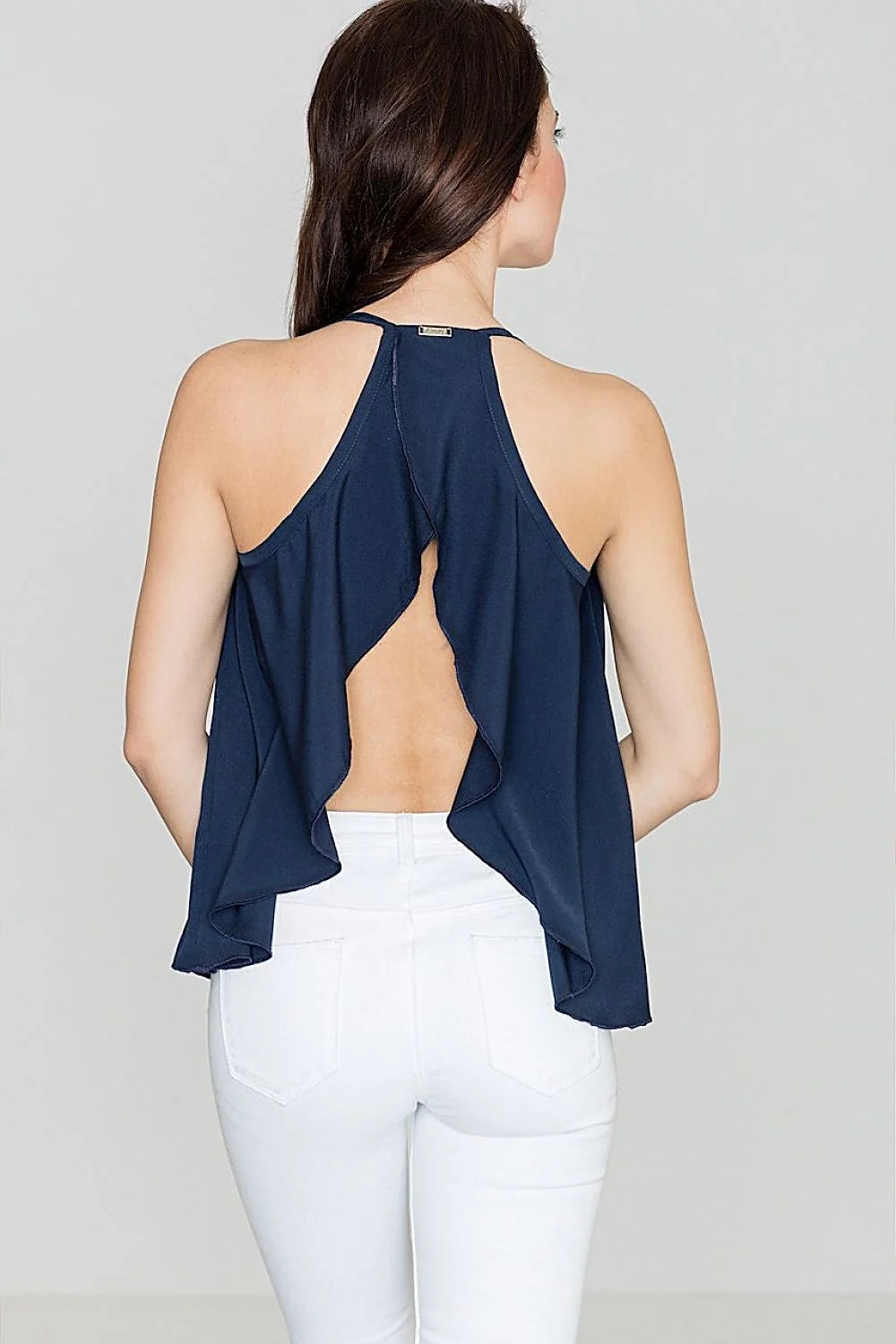Haut à fines bretelles en tissu lisse bleu pastel décontracté et estival pour femmes chic