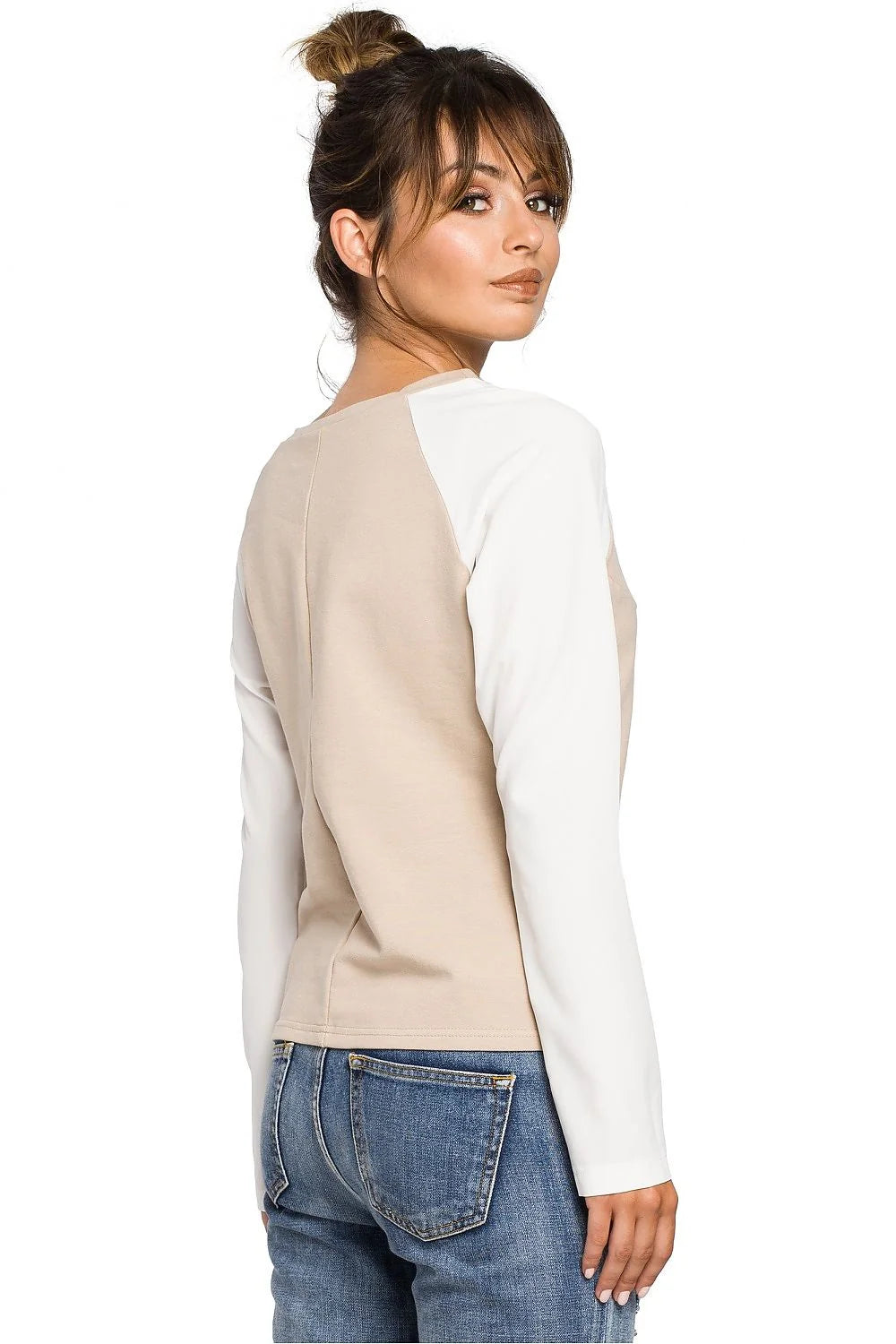 Haut blanc manches longues coton décontracté chic coupe droite col rond pour femmes modernes