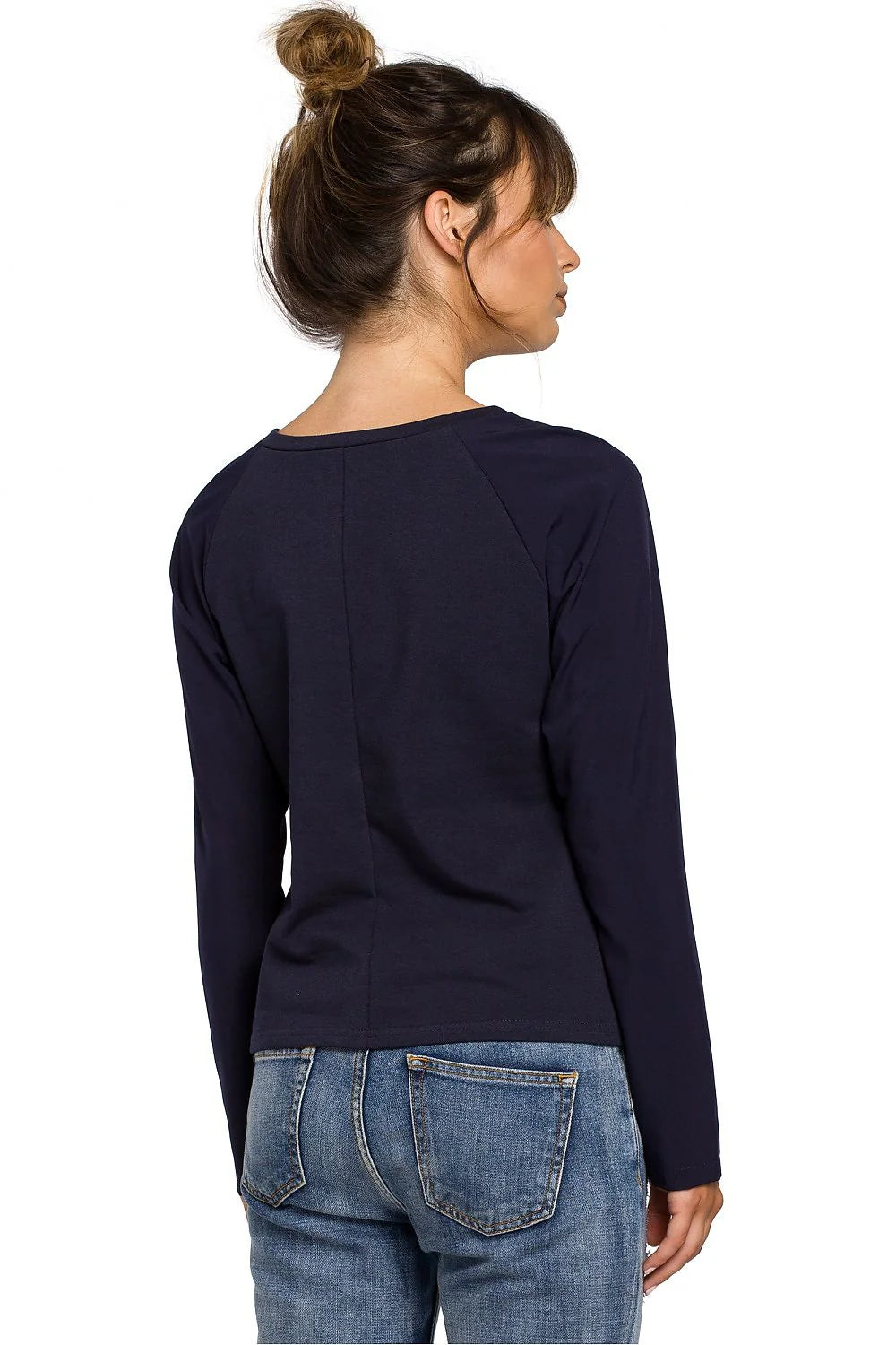 Haut blanc manches longues coton décontracté chic coupe droite col rond pour femmes modernes