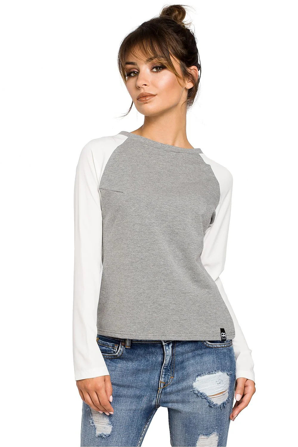 Haut blanc manches longues coton décontracté chic coupe droite col rond pour femmes modernes