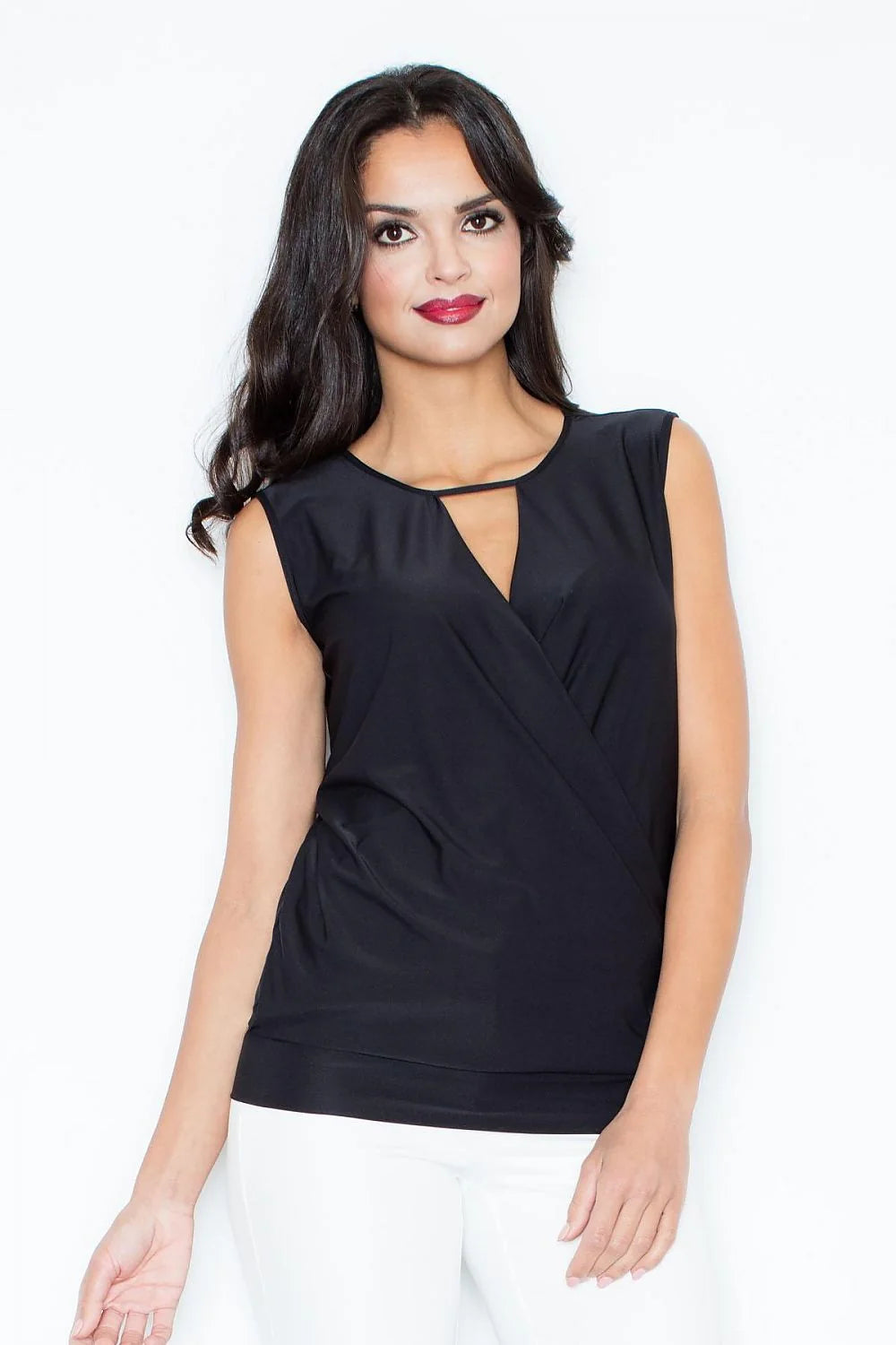 Haut féminin sans manches polyester moderne élégant goutte d’eau gris clair style chic polyvalent
